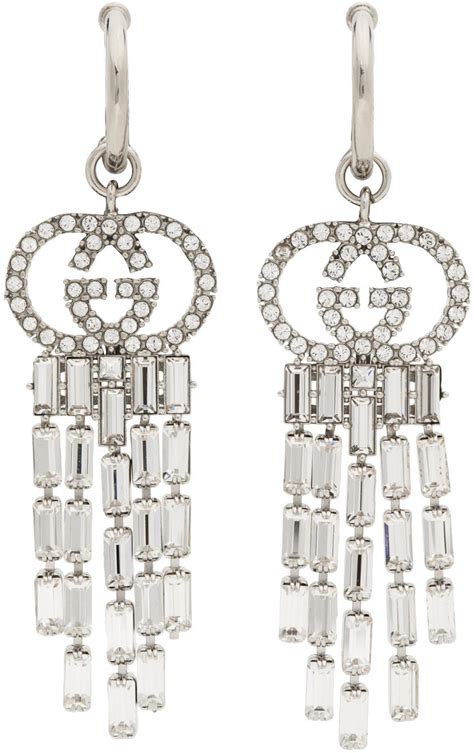 gucci interlocking g silver earrings|Gucci interlocking g hoop earrings.